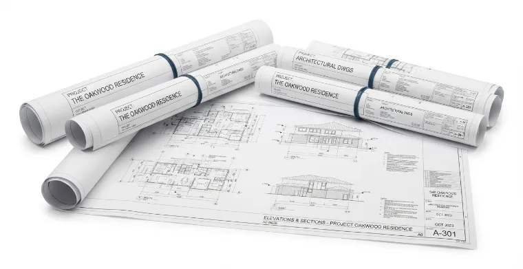 Rolled architectural drawings